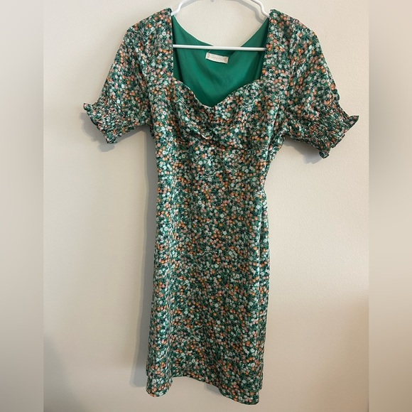 Altar'd State Dresses & Skirts - Altar’d State Green Floral Smocked Midi Dress